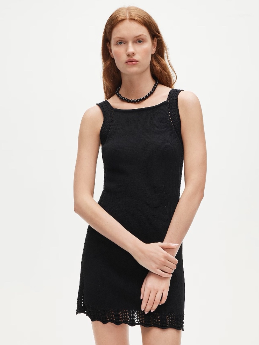 Crochet-trim shift dress